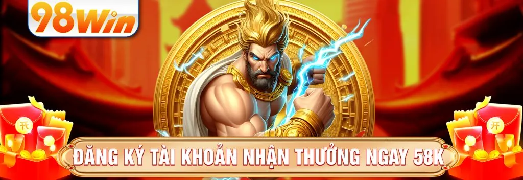 Sân vận động thể thao lớn với biểu tượng cá cược kỹ thuật số và logo 58m nhà cái